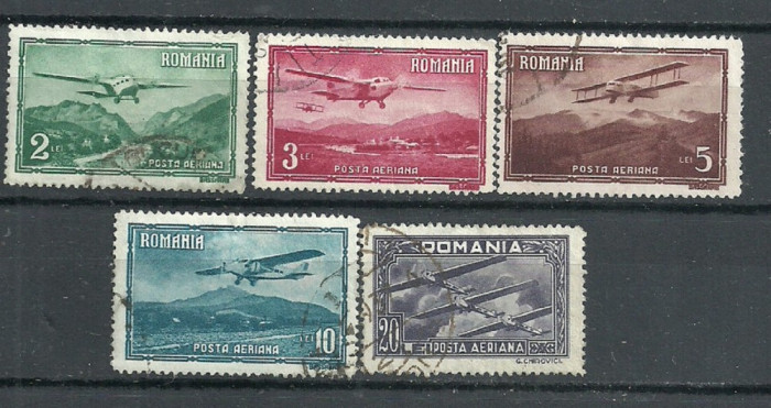 ROMANIA 1931 &ndash; VEDERI (POSTA AERIANA), serie stampilata, L140