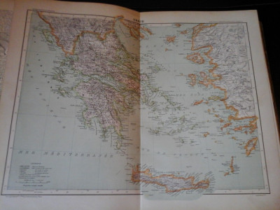 Harta color 37/46 cm - Grecia 30 - Atlas de Geographie Moderne, Paris, 1901 foto