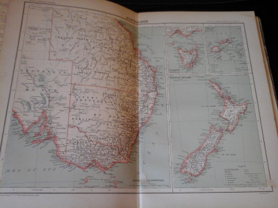 Harta color 37/46 cm - Australasia 53 - Atlas de Geographie Moderne, Paris, 1901 foto