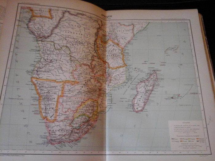 Harta color 37/46 cm - Africa (Sud) 50 - Atlas de Geographie Moderne, Paris,1901