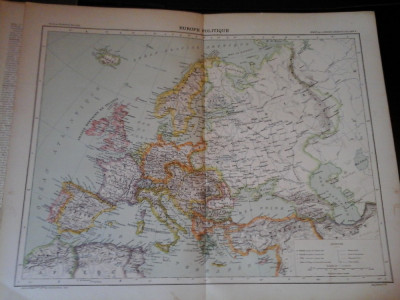 Harta color 37/46 cm - Europe 8 -Atlas de Geographie Moderne, Paris, 1901 foto