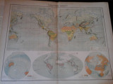 Harta color 37/46 cm -Planisphere 4 -Atlas de Geographie Moderne, Paris, 1901