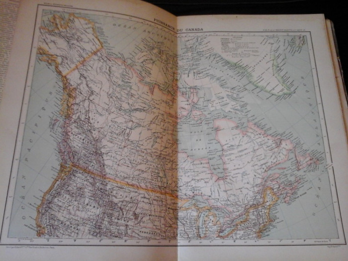 Harta color 37/46 cm - Canada 56 - Atlas de Geographie Moderne, Paris, 1901