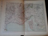 Harta color 37/46 cm - France 16 (S-E) -Atlas de Geographie Moderne, Paris, 1901