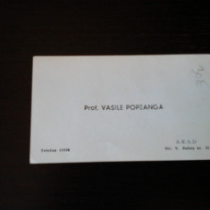 Carte de vizita Prof. Vasile Popeangă, cu dedicatie