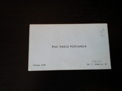 Carte de vizita Prof. Vasile Popeangă, cu dedicatie foto