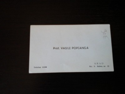 Carte de vizita Prof. Vasile Popeangă, cu dedicatie foto