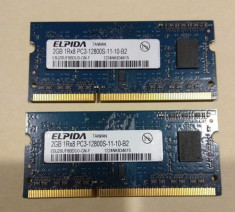 Memorii RAM DDR3 kit 4GB 2 x 2GB ELPIDA 1RX8 PC3 12800 la 1600Mhz laptop foto
