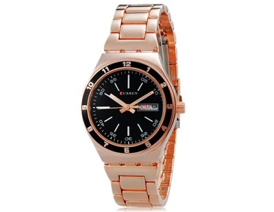Ceas Curren Unisex ROZ/Auriu, Arata Ora,Data si Ziua, Metal,WaterResist ,NOU foto