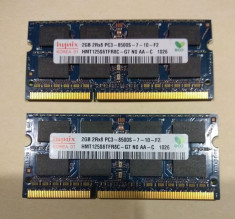 Memorii RAM DDR3 kit 4GB 2 x 2GB HYNIX 2RX8 PC3 8500 la 1066Mhz laptop foto