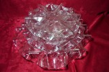 Set trei suporti lumanari cristal presat Muural Finland, vintage