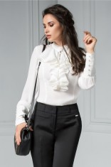 Bluza dama alba cu jabou cu dantela foto