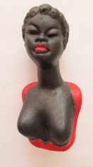 Bibelou-FEMEIE AFRICANA-arta africana,ceramica pictata,vintage foto