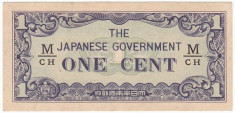 MALAYA 1 cent ND 1942 aUNC ocupatie japoneza P-M1b foto
