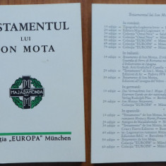 Testamentul lui Ion Mota , Colectia Europa Munchen , 1992