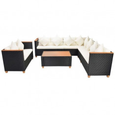 Set mobilier de gradina 31 piese, poliratan, blat WPC, negru foto