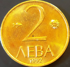 Moneda 2 LEVA - BULGARIA, anul 1992 *cod 875 - UNC DIN FASIC! foto