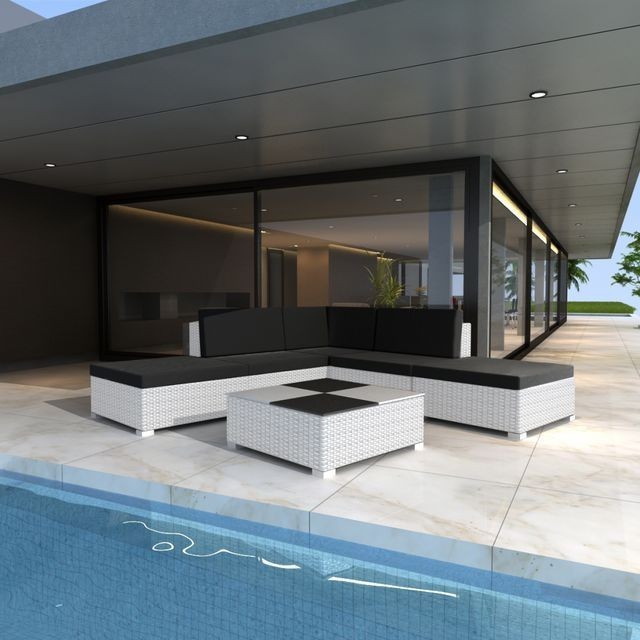 Set mobilier de gradina din poliratan 15 piese Alb foto mare Set mobilier de gradina din poliratan 15 piese Alb foto mare
