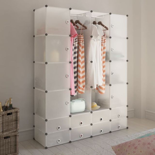 Dulap modular cu 18 compartimente alb 37 x 146 x 180,5 cm foto mare Dulap modular cu 18 compartimente alb 37 x 146 x 180,5 cm foto mare