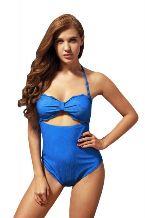 SW1495-4 Costum de baie intreg cu decupaj sub bustul in forma de fundita SW1495-4 Costum de baie intreg cu decupaj sub bustul in forma de fundita