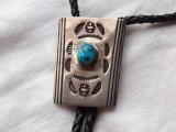Argint COLIER NAVAJO CRAVATA BOLO AMERINDIAN foarte RAR cu TURCOAZ exceptional