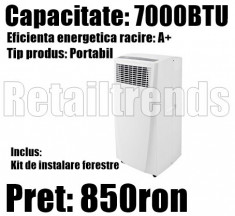 Aparat de Aer Conditionat Portabil Mobil A 7000 BTU + Kit Instalare Fereastra foto