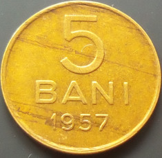 Moneda 5 BANI - RP ROMINA, anul 1957 *cod 5050 IMPECABILA + EROARE: EXFOLIERE foto