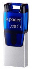 Stick USB Apacer AH179, 8GB, USB 3.1, Micro USB (Albastru) foto
