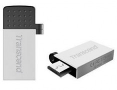 Stick USB Transcend Jetflash 380G, 16GB, USB 2.0, Micro USB (Argintiu/Negru) foto