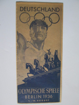 Raritate! Brosura originala cu programul Olimpiadei naziste de la Berlin 1936 foto