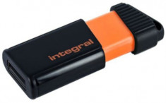 Stick USB Integral INFD32GBPULSEOR, 32 GB, USB 2.0 (Negru/Portocaliu) foto