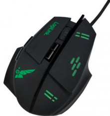 Mouse Gaming LogiLink ID0157, Optic, 3200 DPI (Negru/Verde) foto