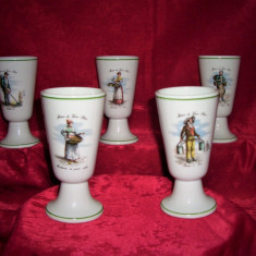 Set cinci pahare Mazagran, portelan Limoges, colectie, cadou, vintage