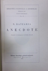 ANECDOTE de NICOLAE BATZARIA (1935) foto