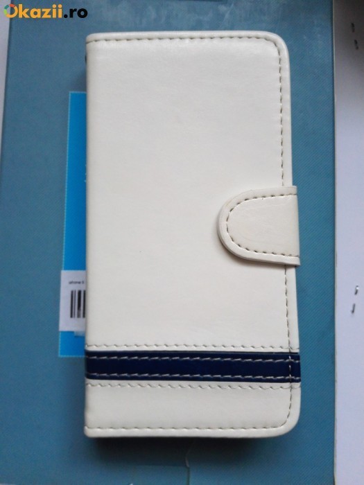 Husa iPhone 5 piele alba Husa iPhone 5 piele alba
