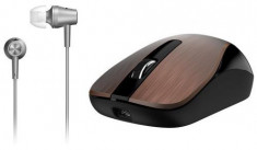 Mouse Wireless Genius Set MH-8015 + casti cu micrfon (Negru/Maro) foto