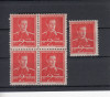 ROMANIA 1943/45 LP 154 MIHAI I FILIGRAN MM 2 LEI HARTIE SUBTIRE BLOC 4+1 MNH, Nestampilat