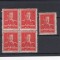 ROMANIA 1943/45 LP 154 MIHAI I FILIGRAN MM 2 LEI HARTIE SUBTIRE BLOC 4+1 MNH