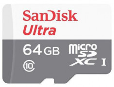 Card de memorie SanDisk Ultra microSDXC, SDSQUNS-064G-GN3MA, 64GB, Clasa10, UHS-I + Adaptor SD foto