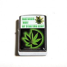 Bricheta tip - Zippo - Natures Way Of Staying High - Cannabis - model 2 foto