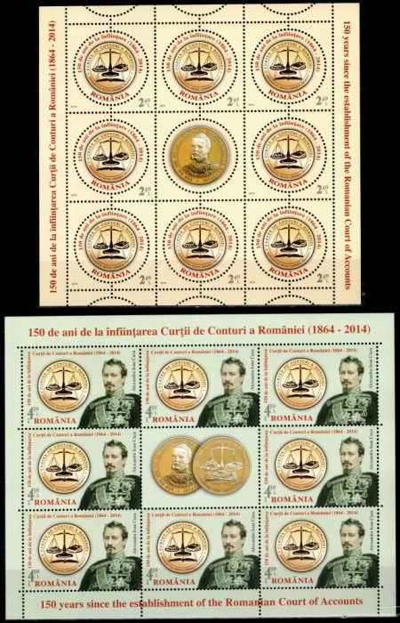 Romania 2014, LP 2026 c, Curtea Conturi, minicoli de 8+1, MNH! LP 69,00 lei