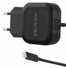 Incarcator Retea Qoltec, 5V/2.4A, cablu USB Type-C (Negru) foto