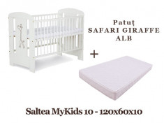 Patut KLUPS Safari Giraffe Alb + Saltea MyKids Basic II 10cm foto