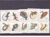 REPTILE SERIE COMPLETA NEUZATA 1965,Lp 601, ROMANIA., Fauna, Nestampilat