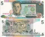 FILIPINE 5 piso ND (1985-94) UNC!!!