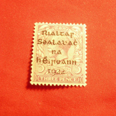 Timbru 3 penny Marea Britanie supratipar pt. Irlanda 1922 ,sarniera