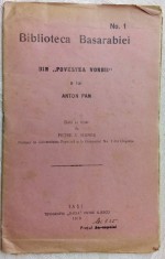 BIBLIOTECA BASARABIEI No. 1:DIN POVESTEA VORBII DE ANTON PANN/PETRE V.HANES/1918
