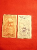Serie 500 ani Leonardo da Vinci 1952 Italia ,1val.regumata , 1 val. sarniera