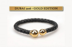 Bratara barbati ADRIEN MARAZZI - Dubai Gold - piele, inox - LIVRARE GRATUITA foto