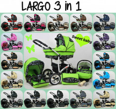 Carucior bebe 3 in 1 LARGO, NOU, diverse culori, carucior 3in1 bebelus foto